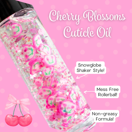 Cherry Blossom Shaker Snowglobe Cuticle Oil Rollerball Nails