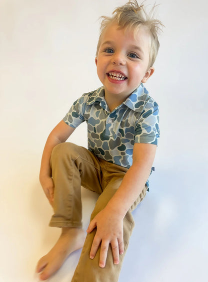 Short Sleeve Polo Shirt - Watercolor Camo