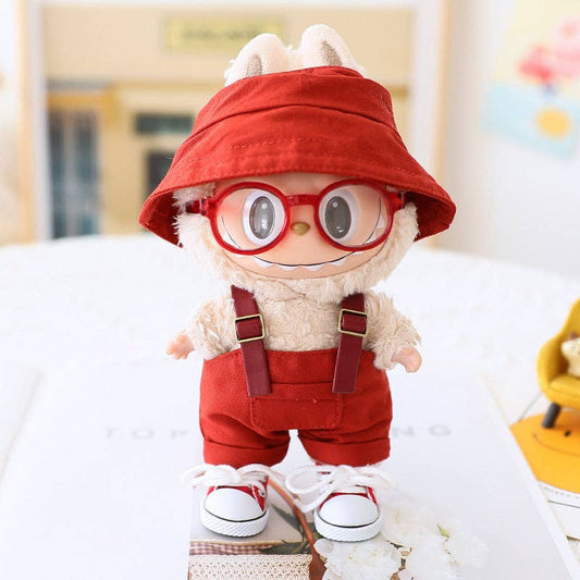 Labubu Clothes Red Overall 4pcs