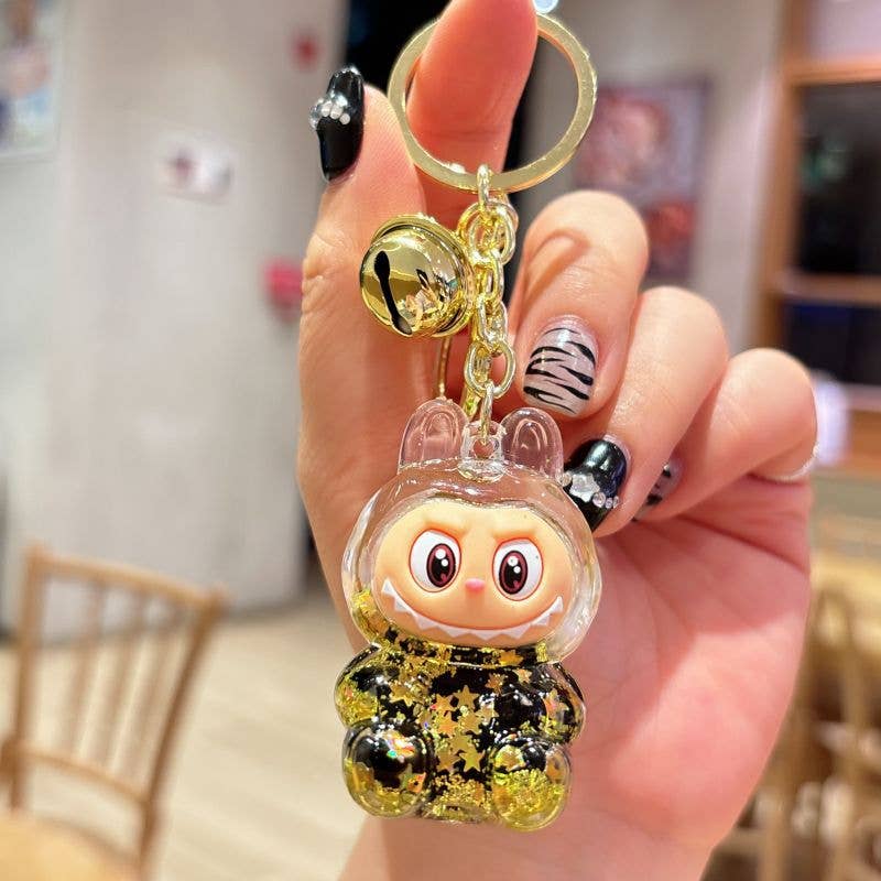 Shiny Quicksand Labubu Keychain
