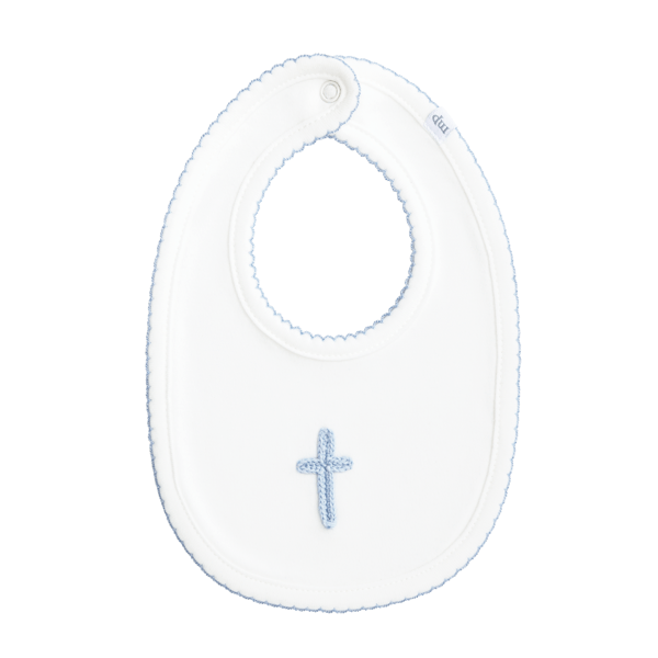 Blue Crochet Cross Bib