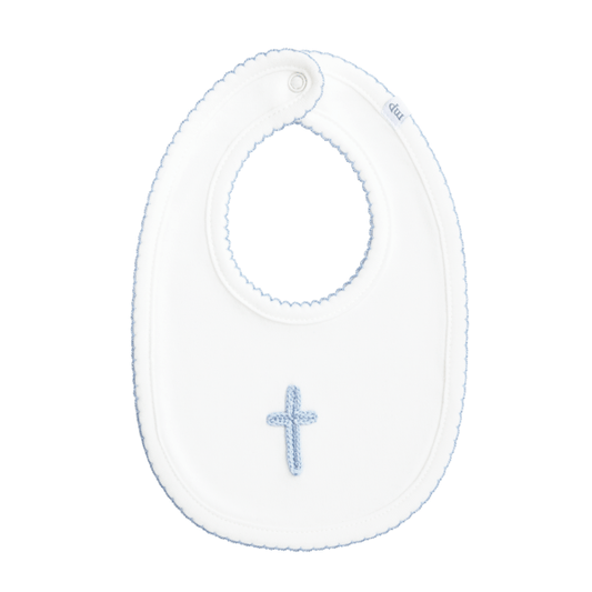 Blue Crochet Cross Bib