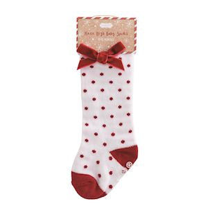 Red Dot Tall Christmas Bow Sock