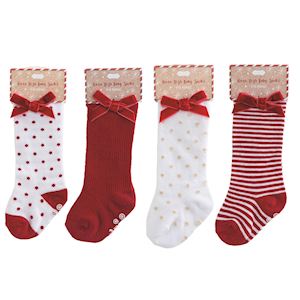Gold Dot Tall Christmas Bow Sock