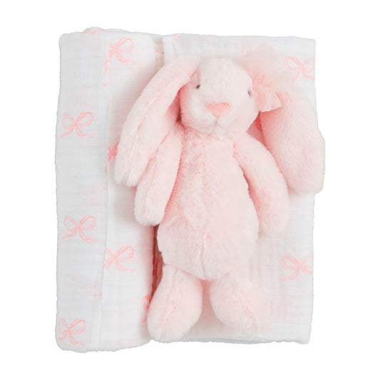 Bow and Bunny Swaddle Rattle Set
