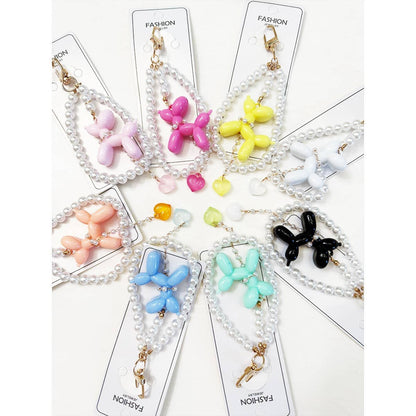 Colorful Puppy Theme Keychain with Heart Charm