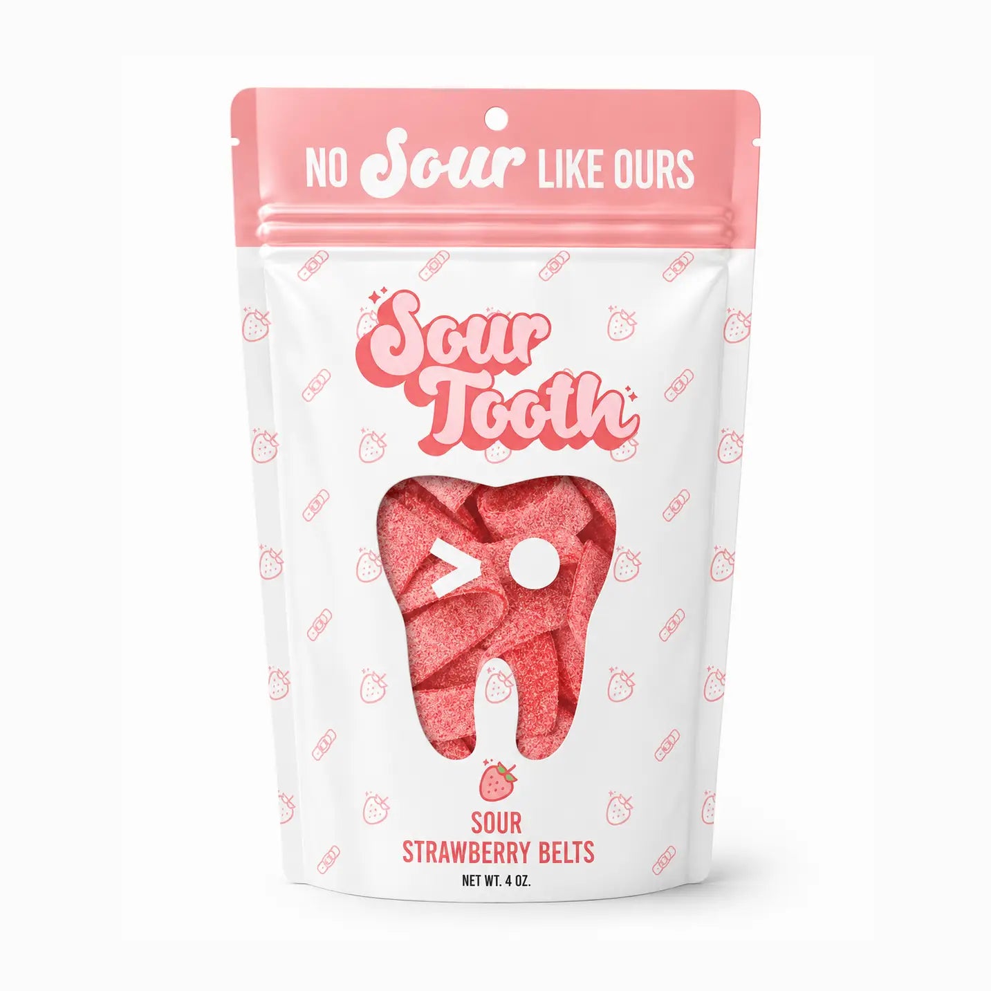 Sour Strawberry Belts — 4oz Chewy Candy, Spanish Import