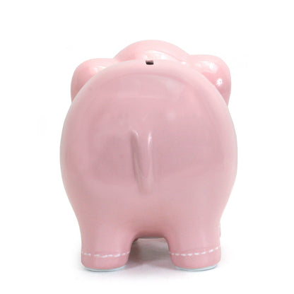 Pink Large Stitched Elephant Bank