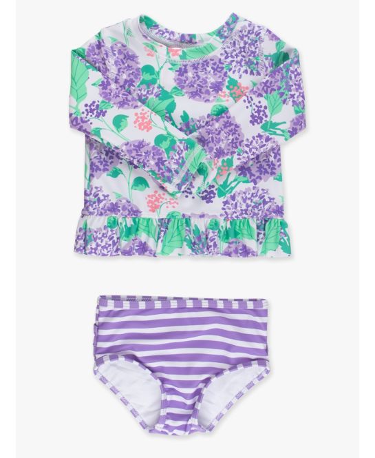 2pc Purple Hydrangea Garden Rash Guard LS
