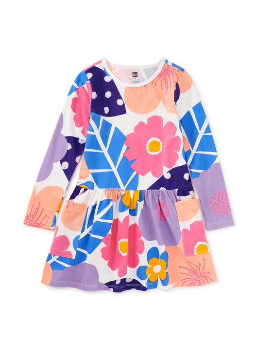 Cherry Blossoms Long Sleeve Pocket Dress
