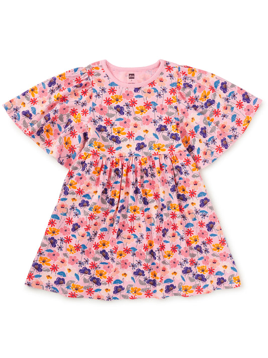 Floral Tossed Butterfly Sleeve Dress