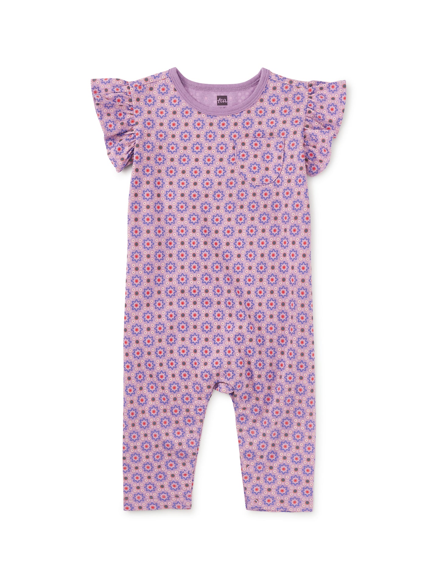 Korean Tiles Ruffle Sleeve Baby Romper