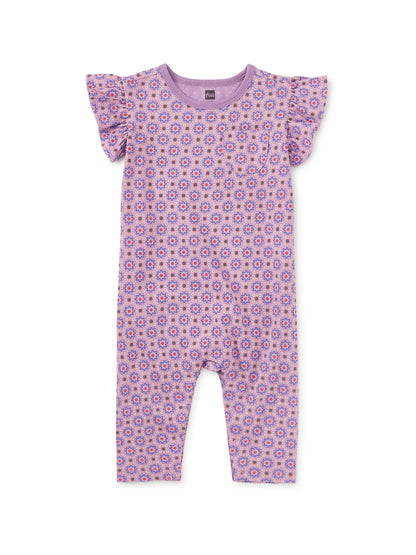 Korean Tiles Ruffle Sleeve Baby Romper