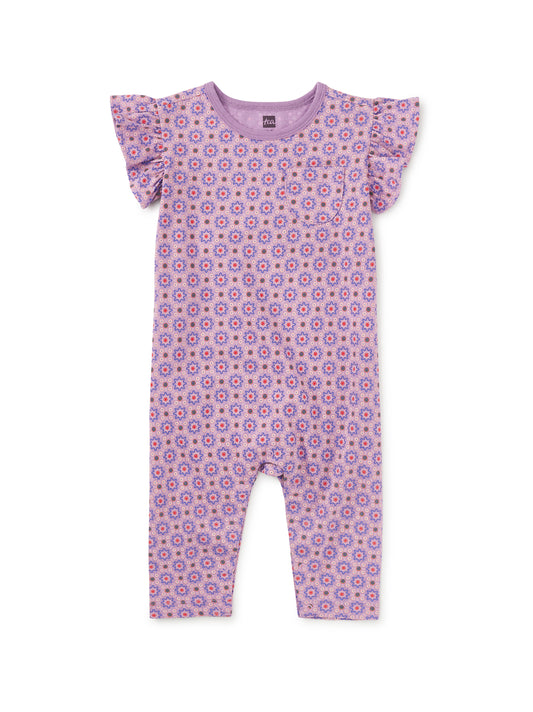 Korean Tiles Ruffle Sleeve Baby Romper