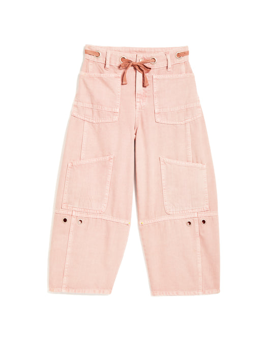 Grommet Waist Patch Barrel Pants