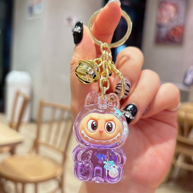 Shiny Quicksand Labubu Keychain