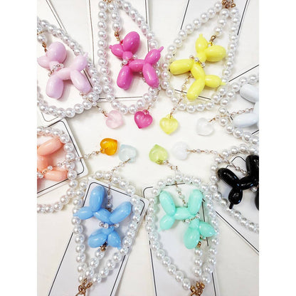 Colorful Puppy Theme Keychain with Heart Charm