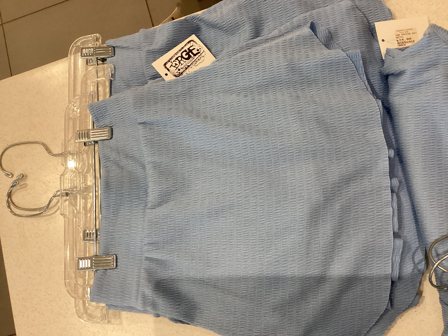 Short Smocking Knit Blue