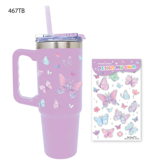 Tie Dye Butterfly Purple Stainless Steel Tumbler