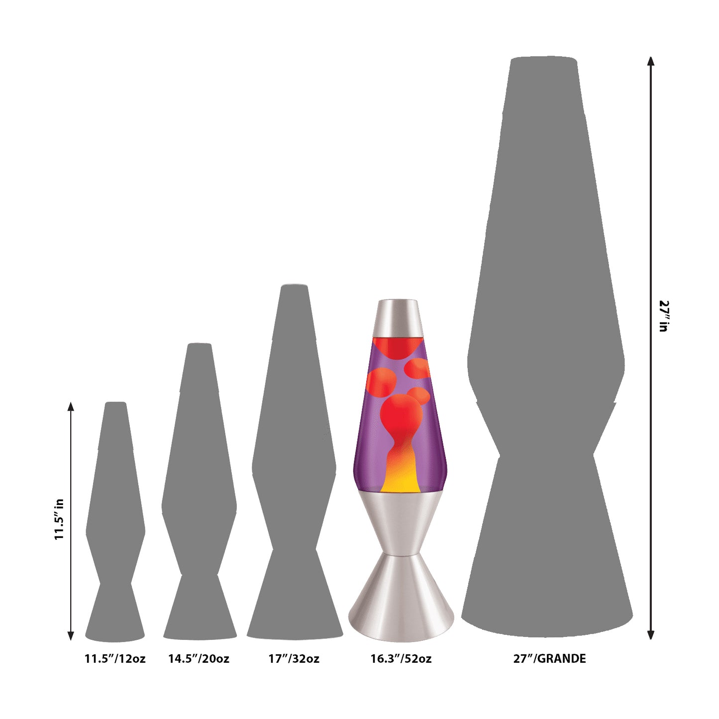 16.3″ LAVA Lamp – Yellow/Purple/Silver