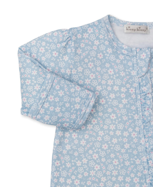 Fall in Bloom Blue Footie with Zipper
