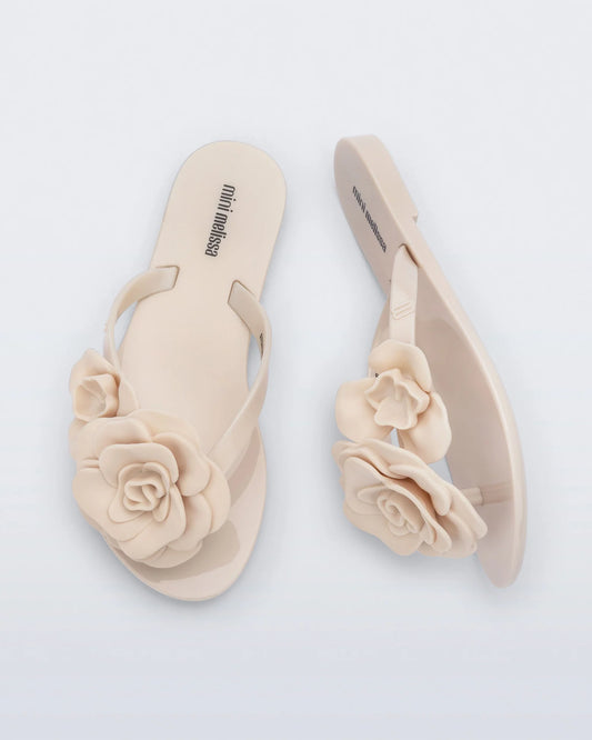 Beige Harmonic Petals Flip Flops