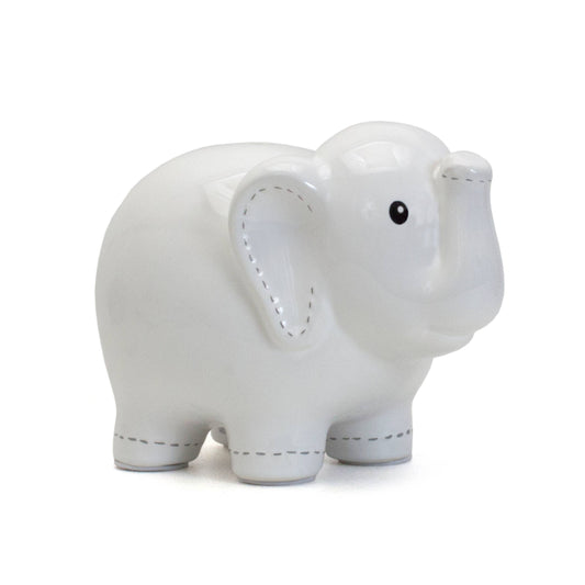 White Large Stitched Elephant Bank