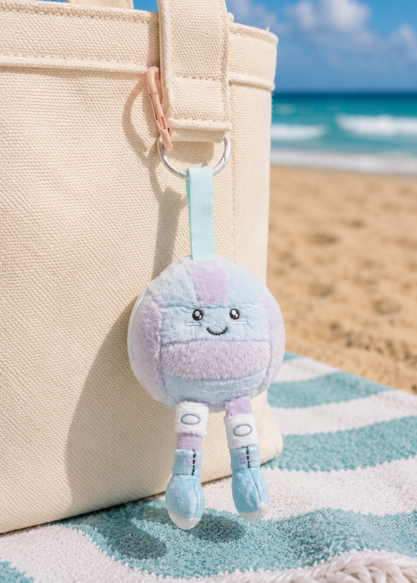Purple & Blue Plush Volleyball Keychain