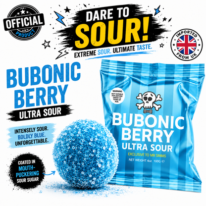 Mr. Simms Sweet Shoppe: Bubonic Berry Ultra Sour (100g) Imported From England
