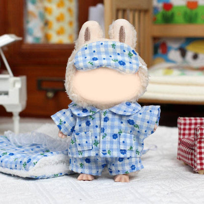 Labubu Clothes Blue Floral PJ 3pcs set