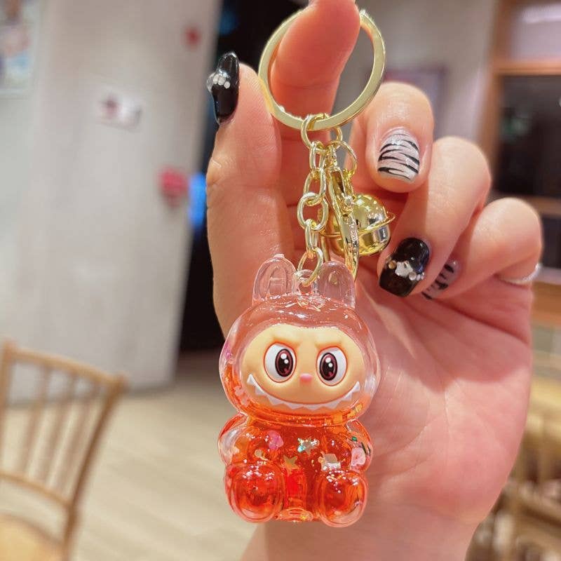 Shiny Quicksand Labubu Keychain