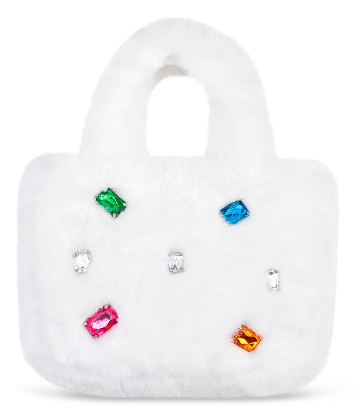 White Plush Gem Tote Bag