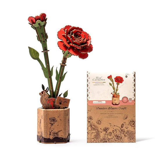 Wood Flower Red Carnation