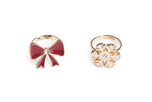 Holiday Bow & Snowflake Ring Set
