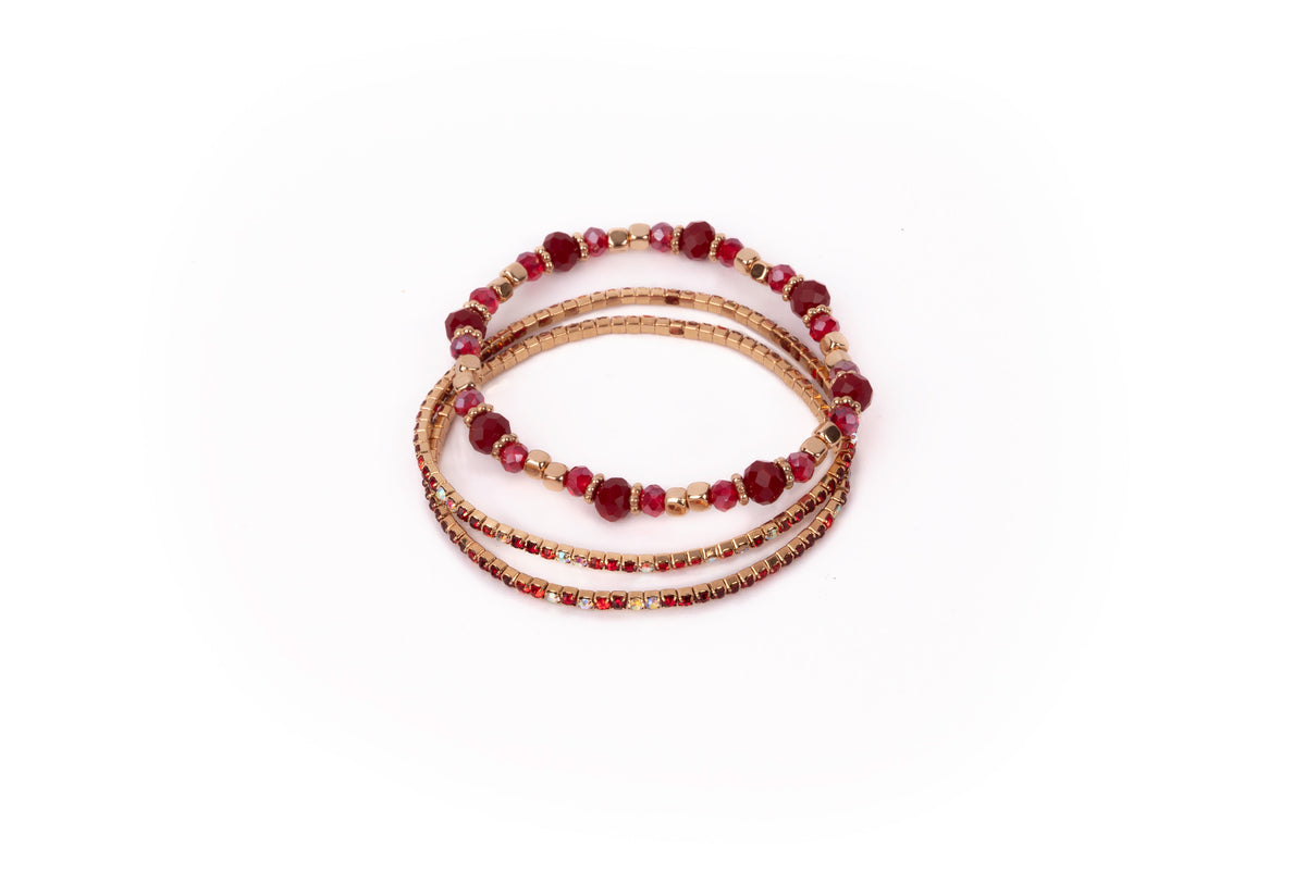 Boutique Ruby Red Bracelet Set, 3pcs