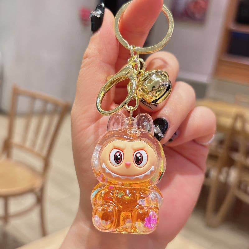 Shiny Quicksand Labubu Keychain