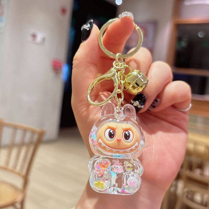 Shiny Quicksand Labubu Keychain