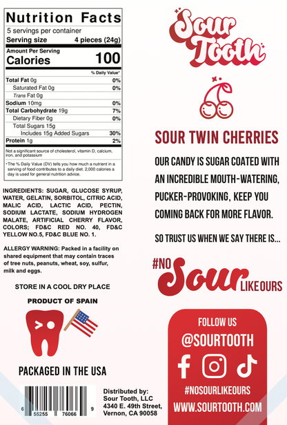 Sour Twin Cherries Fruit Gummies — 4oz, Spanish Import