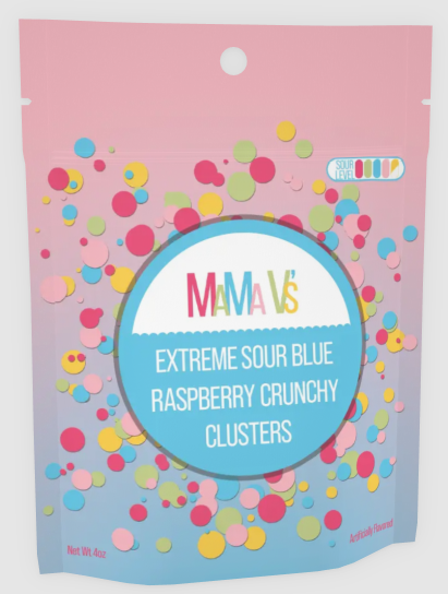 Mama V's Extreme Sour Blue Raspberry Crunchy Clusters 4oz