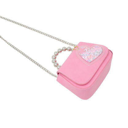 Tiny Metal Pearl Handle Heart Bag