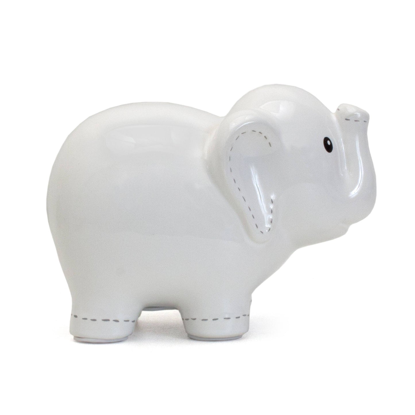 White Large Stitched Elephant Bank