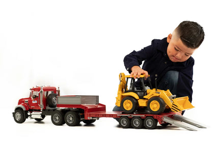 MACK Granite Flatbed Truck w/ JCB Loader Backhoe