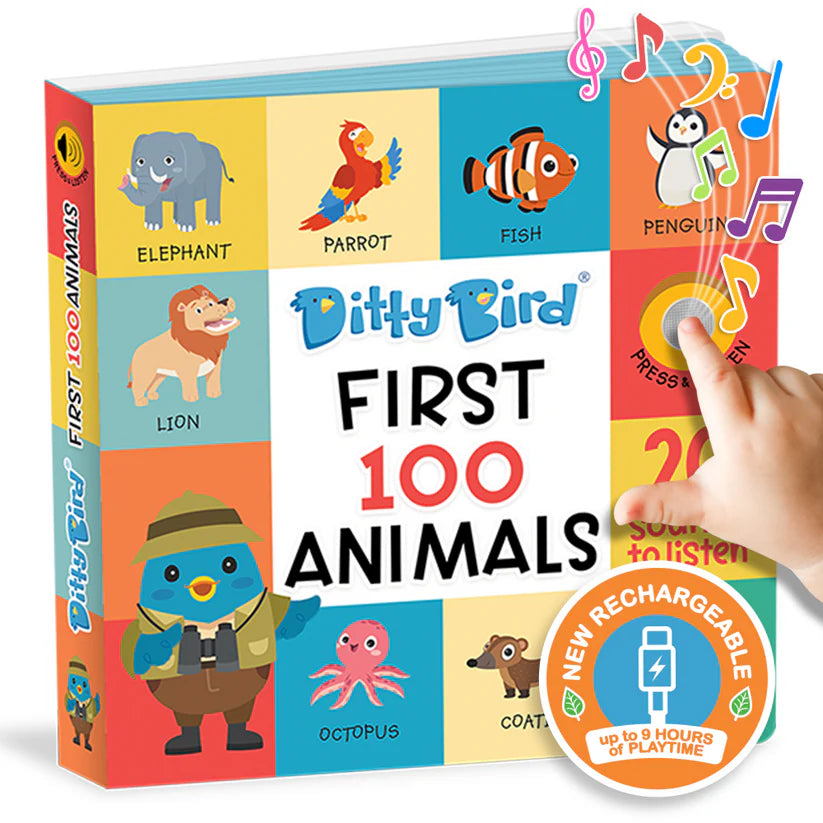 Ditty Bird 100 Animals Sound Book - USB-C Rechargeable