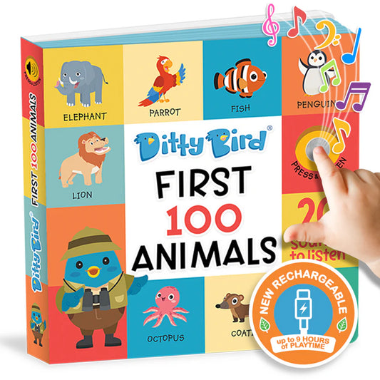 Ditty Bird 100 Animals Sound Book - USB-C Rechargeable