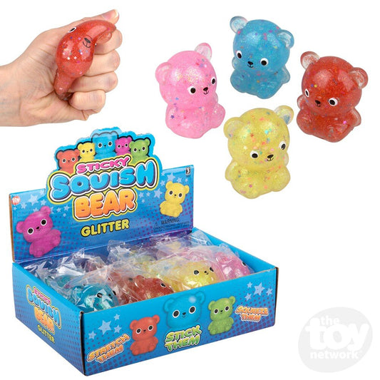 2.25" Glitter Squish Sticky Bear