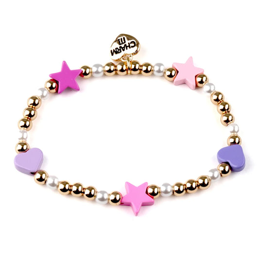 CHARM IT!  Classic Gold Heart Stretch Bead Bracelet