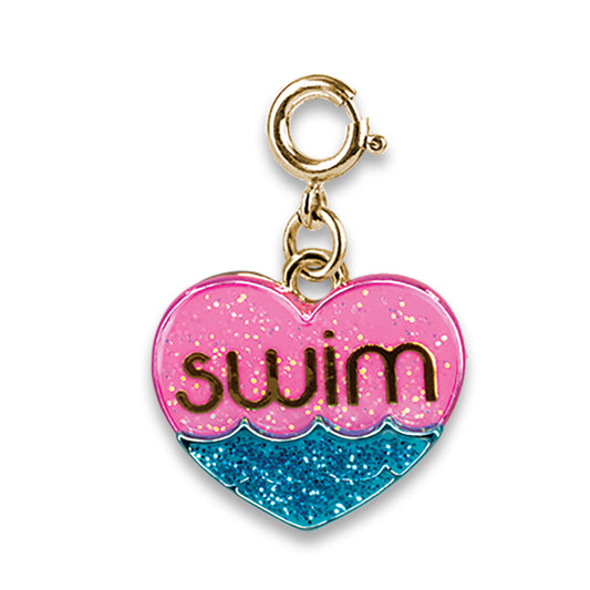 CHARM IT!  Gold Glitter Swim Heart Charm
