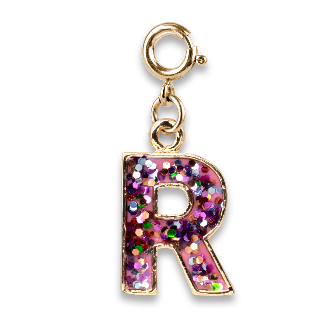CHARM IT!  Gold Glitter Initials - R Charm