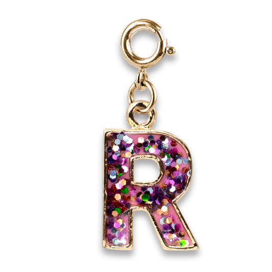 CHARM IT!  Gold Glitter Initials - R Charm