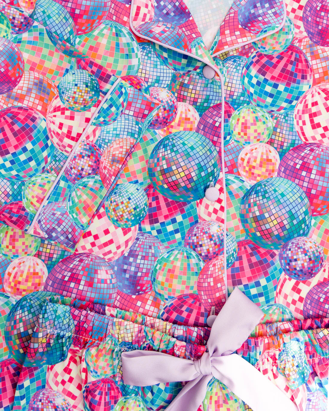 Silky Disco Short Sleeve PJ Short Set